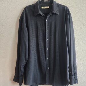 Tommy Bahama Mens 100% Silk Button Up Shirt Long Sleeve Collared Black Size M